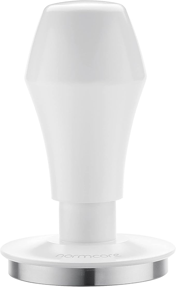 Normcore 53.3mm Espresso Coffee Tamper V4.1, Spring Loaded Tamper With Stainless Steel Flat Base15lb / 25lb / 30lbs Replacement Springs, Anodized Aluminum Stand, White
