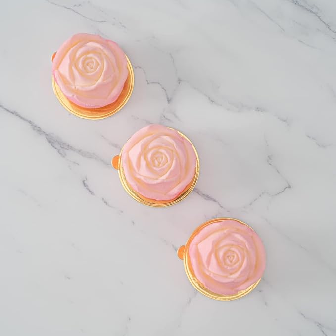 Pastry Tek 6 Cavities Rose Baking Mold, 1 Oven-Ready 3D Rose Mold - Flexible, Freezable, White Silicone Chocolate Mold, Easy Release, For Making Candies or Chocolates - Restaurantware
