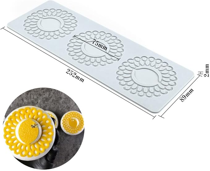 Silicone Molds 3D Hollow Leaf Chocolate Molds Honeycomb Bee Candy Mold Flower Pattern Fondant Mold Cake Topper Sugar Craft Decoration (R_Sunflower_10.08 * 3.56 * 0.08inch)