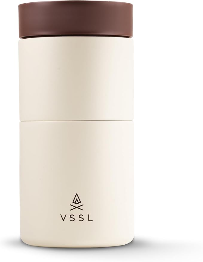 VSSL - Nest Pour Over Coffee Set | Coffee Maker for Camping | All-In-One Travel Pour Over | Transportable Dripper, 10oz Stainless Steel Travel Mug | Compact Storage & Adventure Ready | Cream