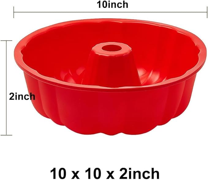 SOV silicone cake pan, silicone Cake Molds, Bakeware Non Stick 10 inch Pan for Jello,Gelatin,cake, Silicone Baking Molds for Cakes, Round Baking Pan (2 packs)