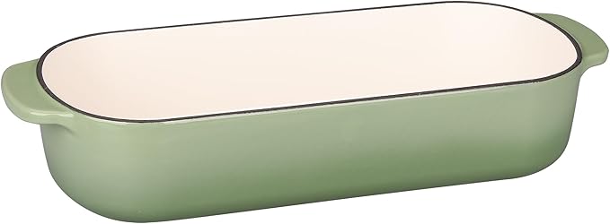 Enameled Cast Iron Loaf Pan with Lid, Dutch Oven Bread pan for Homemade Sourdough Bread Baking, 12.5x5.5 inch, 5qt, Pistachio Green