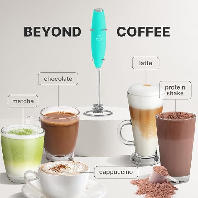 Zulay Kitchen Milk Frother with Patented Tornado Triple Whisk – Handheld Foam Maker for Coffee, Lattes, Matcha & Hot Chocolate – Rich, Creamy Froth in Seconds