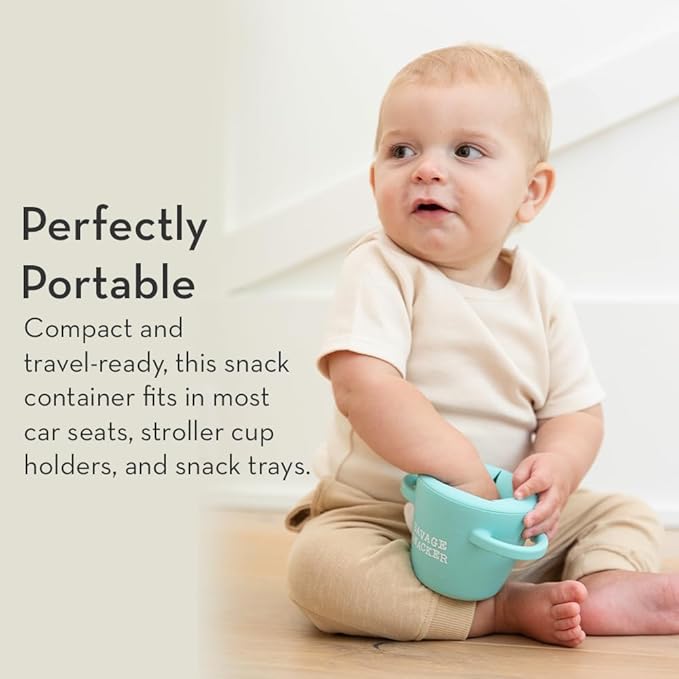 Snack Cups for Toddlers by Bella Tunno, Silicone Spill Proof Food Container with Lid, Babies & Kids 6-12 Months, Mr Happy