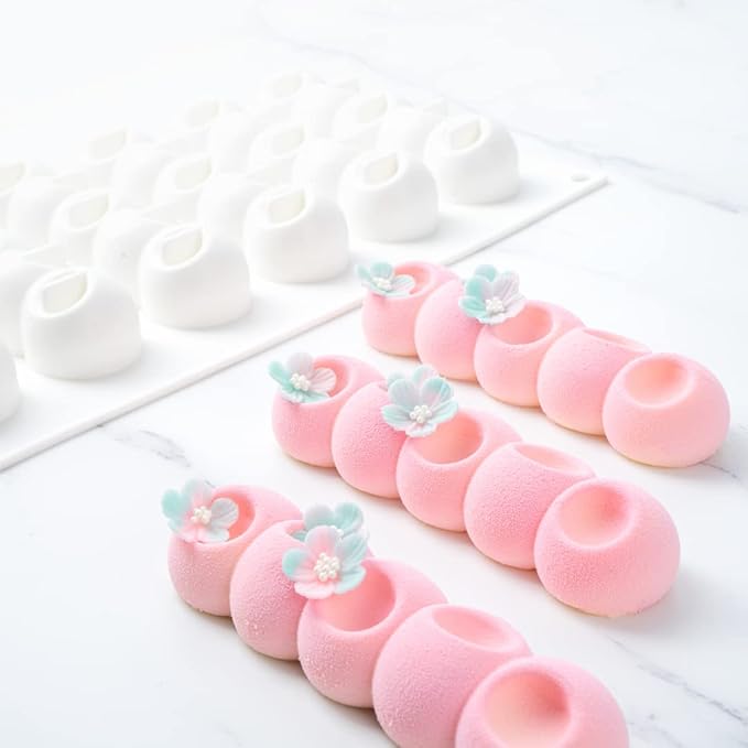 Pastry Tek 6 Cavities Flower Mold, 1 Oven-Ready Flower Chocolate Mold - Flexible, Freezable, White Silicone Flower Candy Mold, Easy Release, For Baking - Restaurantware