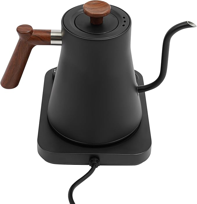 Gooseneck Electric Kettle, 0.24Gal Stainless Steel Electric Tea Kettle with Precision Temperature Control & LED Touchscreen, 1200W 90°Gooseneck Kettle for Tea Coffee (Black)