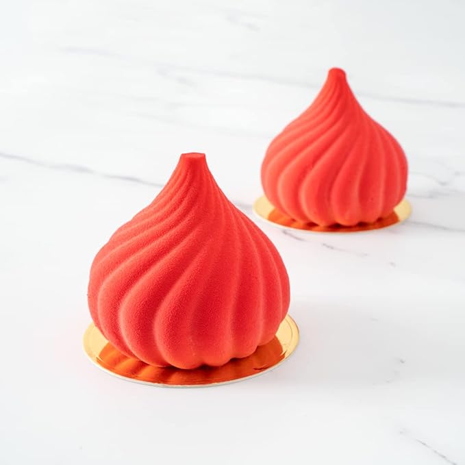 Pastry Tek 6 Cavities Spiral Silicone Mold, 1 Oven-Ready Spiral Mold - Flexible, Freezable, White Silicone Spiral Jello Mold, Easy Release, For Baking - Restaurantware