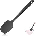 600ºF Heat Resistant Spatula, 11.34 inch High Heat Food Safe Semless Kitchen Silicone Spoon Spoonula Scraper for Cooking Baking Mixing Scraping Stirring Nonstick Cookware Pan Bowl (Black)