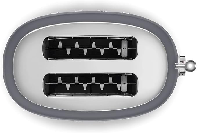 Smeg 50's Style Retro Aesthetic 2 Slice Toaster 6 Presets Extra Wide Slots Grey, TSF01GRUS