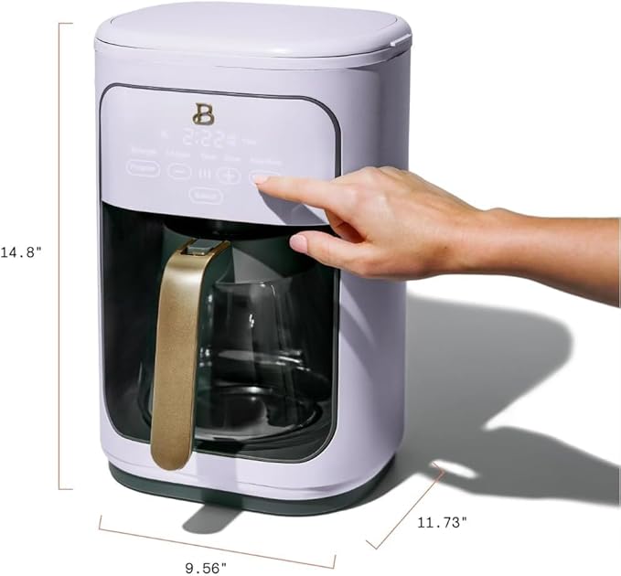 Beautiful 14-Cup Programmable Coffee Maker with Touch-Activated Display – Brew Hot Coffee Fast, Keep Warm & Auto-Pause (Lavender)