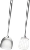 18/10 Stainless Steel Cooking Utensils,2 Pcs All Metal Stainless Steel Kitchen Utensils Set with Wok Spatula,Slotted Spatula Turner(Dishwasher Safe)