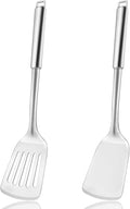 14.5-in Stainless Steel Spatula Set, 18/0 SS Heavy Duty Turner & Slotted Spatula for Kitchen Use, Cast Iron Grilling Frying, Pack of 2