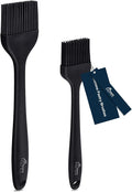 HOTEC 600℉ Heat Resistasnt Basting Brushes, BPA Free Silicone Pastry Brush, Spread Oil Butter Sauce Marinades for BBQ Grill Barbecue Baking Kitchen Cooking Dishwasher Safe (Black 2)