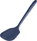 600℉ Heat Resistant Silicone Turner: U-Taste 13.6in Solid Kitchen Spatula Flipper, BPA Free Flexible & Thin Seamless Cooking Utensil for Flipping Egg, Pancake in Nonstick Cookware(Midnight Blue)