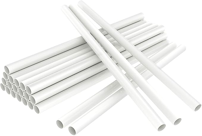 White Plastic Cake Dowel Rods for Tiered Cake Construction and Stacking Supporting Cake Round Dowels Straws with 0.4 Inch Diameter (9.5 Inch Length)