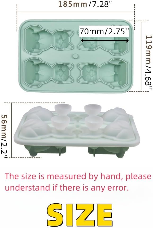 Cute 3D Cat Silicone Ice Cube Tray Mold Cartoon Animal Ice Box BPA-Free (Black)