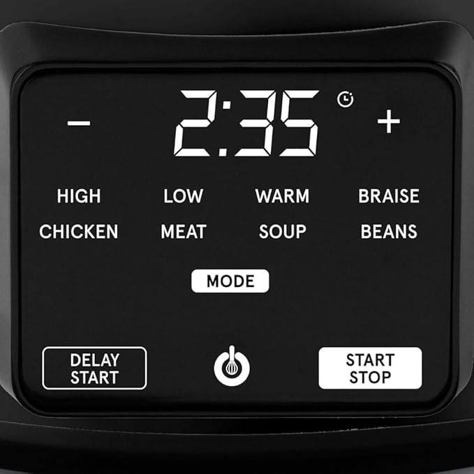 Gourmiia 4.5 Qt Programmable Slow Cooker with 5 Presets, Slow Cook, Digital Timer, Keep Warm Function, Nonstick Interior, Dishwasher Safe, Black