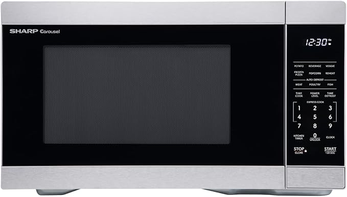SHARP Countertop Microwave Oven with Removable 12.4" Carousel Turntable, 1000 Watt, 1.1 Cubic Feet, Stainless Steel