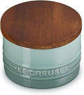 Le Creuset Signature Salt Cellar and Storage Canister with Wood Lid, 7 oz., Sea Salt