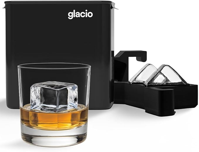 glacio Clear Ice Maker Set – Crystal Clear Ice Ball & Cube Molds for Whiskey and Cocktails | Dilution-Free Directional Freezing Design | Easy Removal