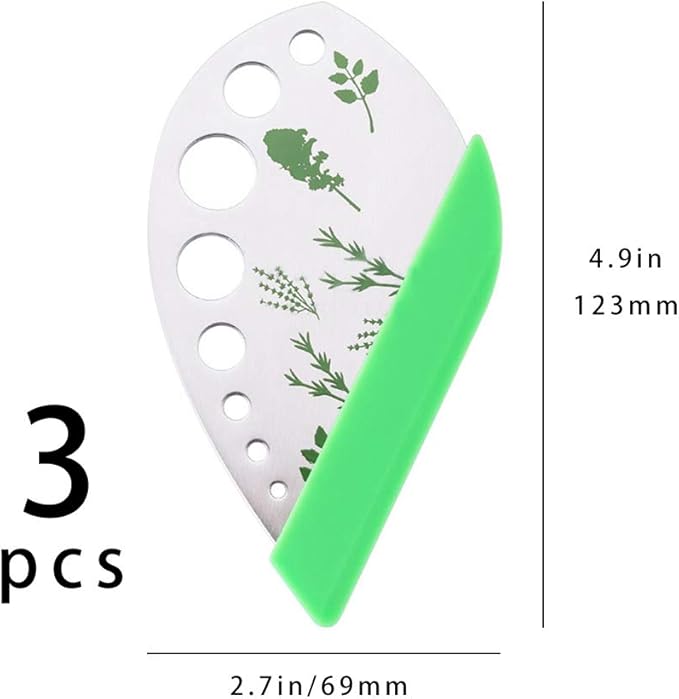 3 Pack Stainless Steel Herb Cutter Stripper, 9 Holes Kitchen Leaf Herb Stripper, 2 in 1 Design Herb Stripper Tool, Herb Leaf Stripping Tool Metal Herb Pealer Remover