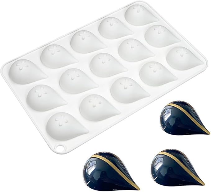 mostsom Silicone Water Droplet Molds 15-Cavity Dessert Mold for Chocolate, Mousse, Jelly, Cake Decorations, Baking Tools (D_ Water Droplet)