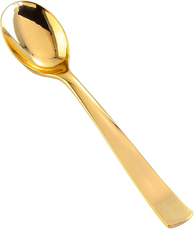 Liacere 360Pcs Plastic Spoons - 6.7 inch Heavy Duty Plastic Spoons-Heavyweight Gold Disposable Spoons-Gold Silverware for Halloween &Chrismas And Daily Using&Thanksgiving