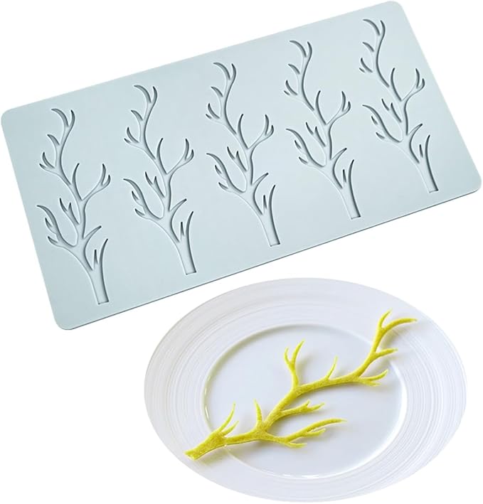 TUKE 3D Branch Silicone Tuile Fondant Molds for Baking, Polymer Clay, Sugar Craft - Hollow Candy Lace Design (9.52x4.92x0.12inch)