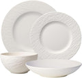 Villeroy & Boch Manufacture Rock Blanc 4-Piece Place Setting, Plates & Bowls, Premium Porcelain, Made in Germany, Matte White