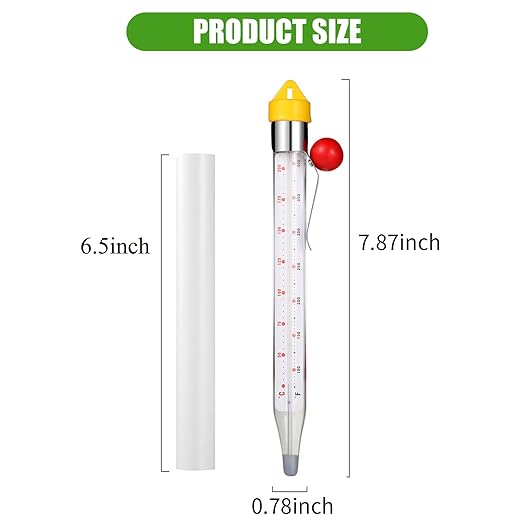 New Candy Thermometer with Pot Clip and Hanging Hook, Deep Fry Oil Thermometer Candy, Sugar Syrup Jam Jelly Instant Read Glass Food Kitchen Cooking Thermometer for Candy Making and Food