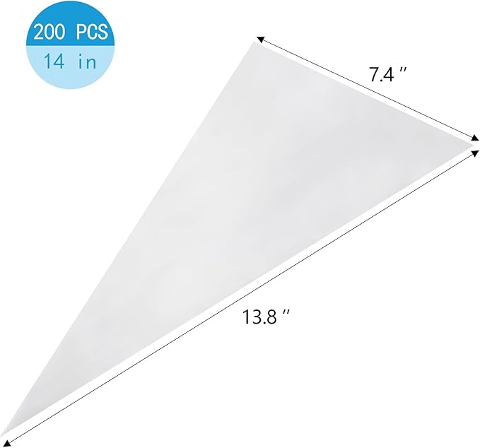 200 Pieces Disposable Piping Bags - 14 Inch, Anti Burst Pastry Bags, Tipless Piping Bags, Icing Bags, Frosting Bags, Piping Bag, Cookie Decorating Supplies