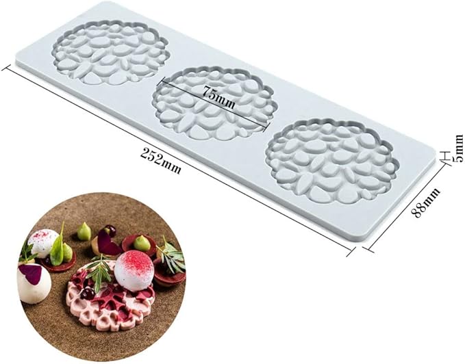 Silicone Molds 3D Hollow Leaf Chocolate Molds Honeycomb Bee Candy Mold Flower Pattern Fondant Mold Cake Topper Sugar Craft Decoration (M_Flower_10.08 * 3.52 * 0.2inch)