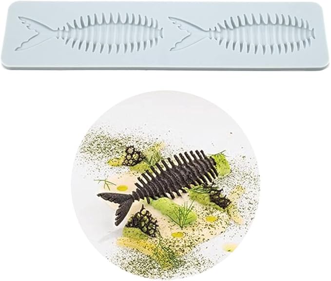 Silicone Molds 3D Hollow Leaf Chocolate Molds Honeycomb Bee Candy Mold Flower Pattern Fondant Mold Cake Topper Sugar Craft Decoration (H_Fish Bone_9.2 * 2.2 * 0.2inch)