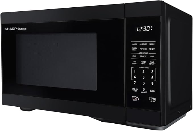 SHARP Countertop Microwave Oven with Removable 12.4" Carousel Turntable, 1000 Watt, 1.1 Cubic Feet, Black
