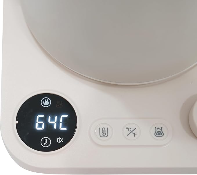 Gooseneck Electric Kettle, 0.24Gal Stainless Steel Electric Tea Kettle with Precision Temperature Control & LED Touchscreen, 1200W 90°Gooseneck Kettle for Tea Coffee (White)