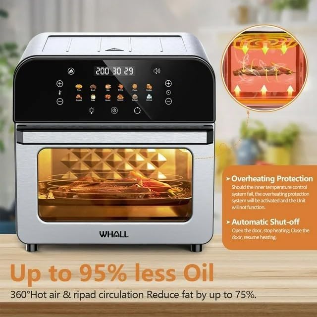 Toaster Oven, 12QT Air Fryer Oven with 12 Pre-set Cooking Menus, Clear Viewing Window, Up to 95% Less Oil for Healthier