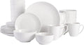 Gibson Home Oslo 8-Piece Dinner Plate Set – Porcelain, Chip & Scratch Resistant, White with Black Rim – Modern Round Plates for Everyday Use & Entertaining