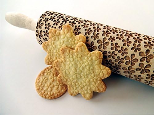 Rolling pin FLOWERS. Wooden embossing rolling pin with Oriental flowers. Embossed cookies. Pottery. Birthday gift. Gift for mother