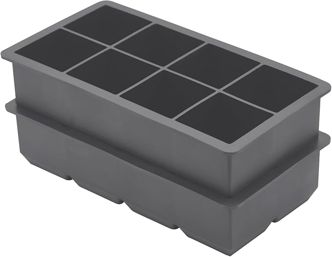 Bangp Large Ice Cube Trays 2 Pack,Big Ice Cube Molds with Removable Lids,Easy Release and Stackable Silicone Ice Cube Tray,Make 16 Big Square Ice Cubes for Whiskey,Cocktails