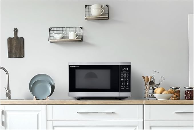 SHARP Countertop Microwave Oven Compatible with Alexa Orville Redenbacher's Certified with Removable 12.4" Carousel Turntable, 1000 Watt, 1.1 Cubic Feet, Stainless Steel