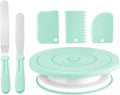Cake Decorating Turntable,Cake Decorating Supplies With Decorating Comb/Icing Smoother(3pcs),2 Icing Spatula With Sided & Angled … (Green/6pcs)