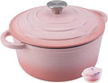 Enameled Cast Iron Dutch Oven Pot with Lid Heavy-Duty Cookware for Bread Baking, Braising, Stews, Roasting，7QT,pink
