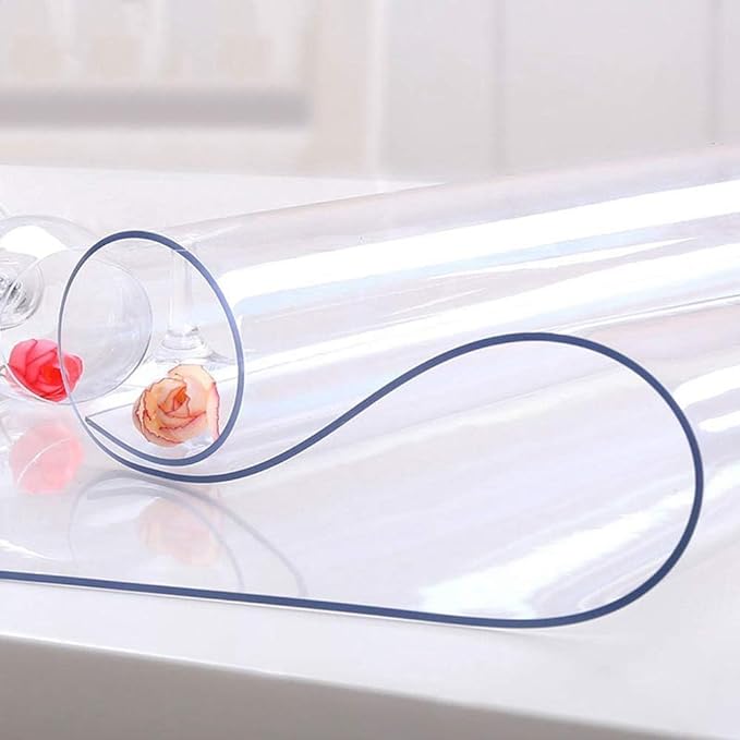 NECAUX Custom 24 x 51 Inch Clear Table Cover Protector, 1.5mm Thick Plastic Water Resistent Heavy Duty Desk Pad Mat Non-Slip Tablecloth Protector for Coffee Table, Sofa Table, Media Stand, Countertop