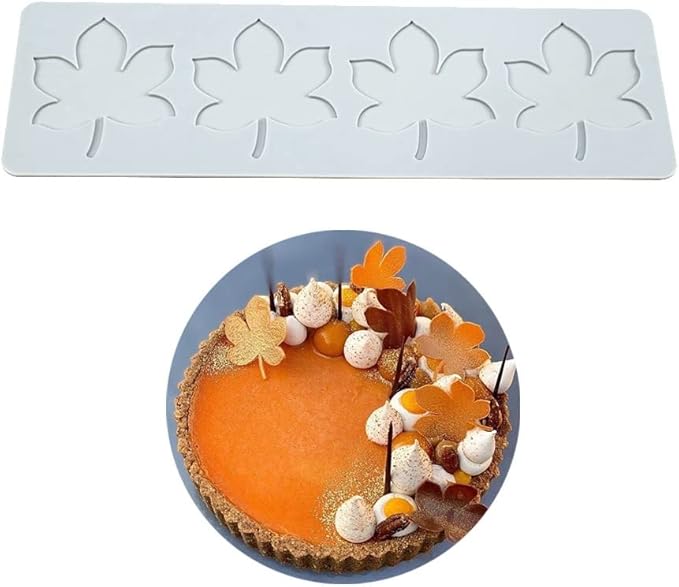 Silicone Molds 3D Hollow Leaf Chocolate Molds Honeycomb Bee Candy Mold Flower Pattern Fondant Mold Cake Topper Sugar Craft Decoration (P_Leaf_9.6 * 2.96 * 0.08inch)