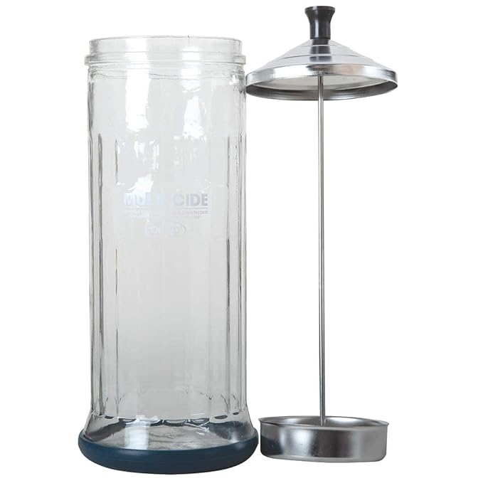 ForPro Multi-Cide Tall Glass Jar, for All Hairstyling Tools Including Brushes, Combs & Shears, 37 oz