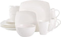 Gibson Soho Lounge Square Porcelain Chip and Scratch Resistant Dinnerware Set, Service for 4 (16pc), White