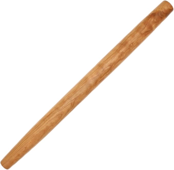 Handmade 20 French Rolling Pin for Dough - Cherry Wood Roller, Perfect Wooden Rolling Pin for Baking, Pizza, Chapati, and Tortilla. Crafted in Kentucky. Tapered