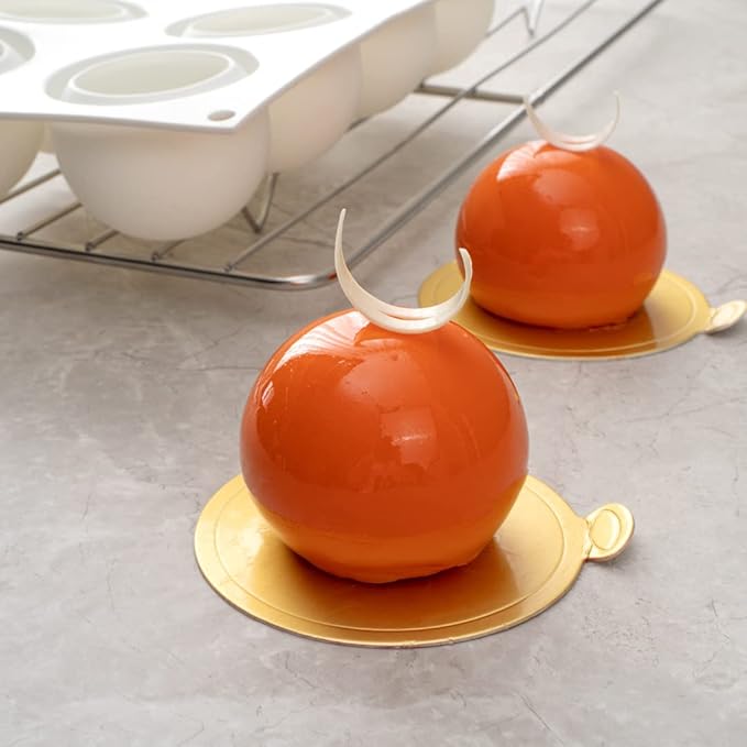 Restaurantware-Pastry Tek 8 Cavities Ball Mold, 1 Oven-Ready Chocolate Mold - Flexible, Freezable, White Silicone Baking Mold, Easy Release, For Making Candies or Chocolates