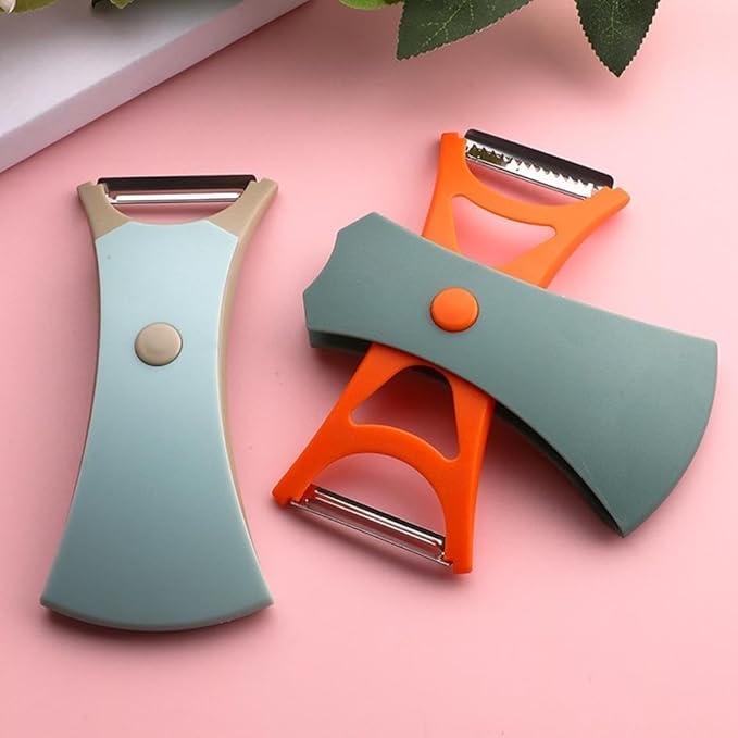 2 In 1 Fruit Peeler,Peeling and shredding Vegetables Potato Vegetable Peeler Carbon Steel Blade,Multi Function Stainless Steel Vegetable Peeler with Straight and Serrated Blades (A+B)