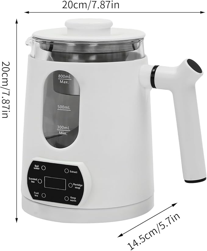 Electric Kettle,Temperature Control Glass Tea Maker LCD Display,Water Boiler & Heater With 360° Swivel Base and 6 Different Kinds of Functions For Coffee,Tea,Milk,Water,Hot Chocolate (White)